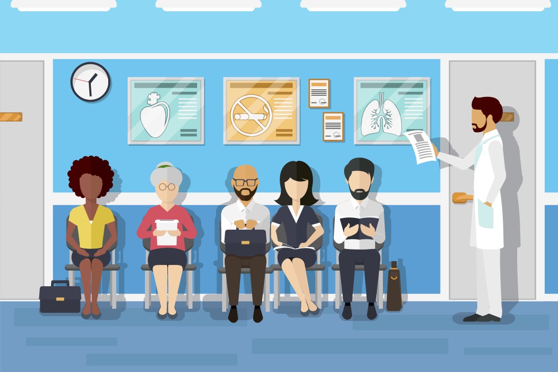 Save Download Preview Patients in doctors waiting room