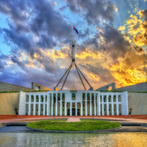 Parliament House in the evening. Canberra, Australia