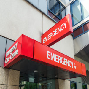 Hospital emergency room sign outside an Australian hospital