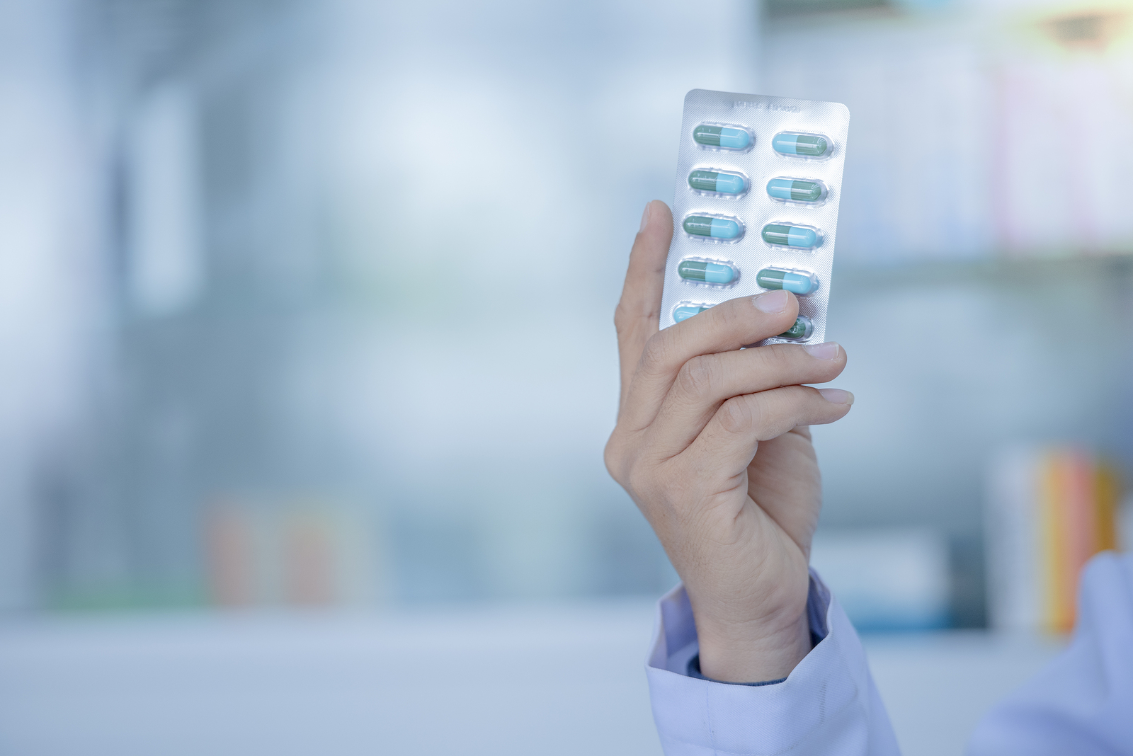 Pharmacy drugstore retail Interior blur background with healthcare product